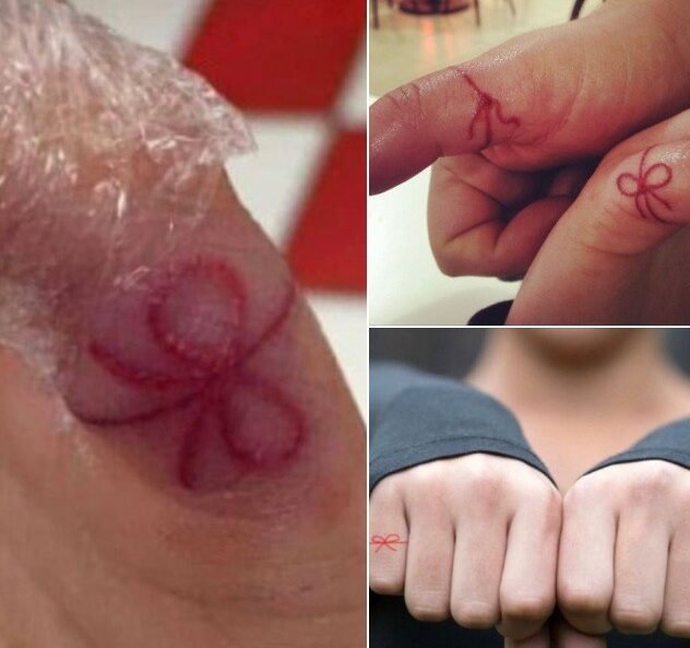 What does a red string tattoo on the hand symbolize? Here’s the explanation.